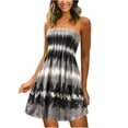 thumbnail image 1 of Amazhiyu Womens Summer Strapless Dresses Satin Tie Dye Smocked Waist Sexy Mini Sundress, 1 of 7
