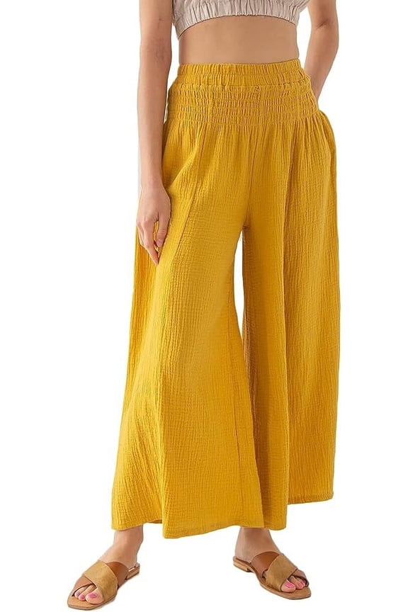Womens Wide Leg Palazzo Pants Flowy High Waist Casual Lounge Sweatpants for Summer