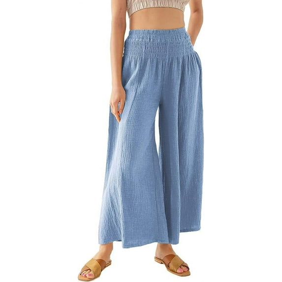 Amazhiyu Womens Wide Leg Palazzo Pants Flowy High Waist Casual Lounge Sweatpants for Summer