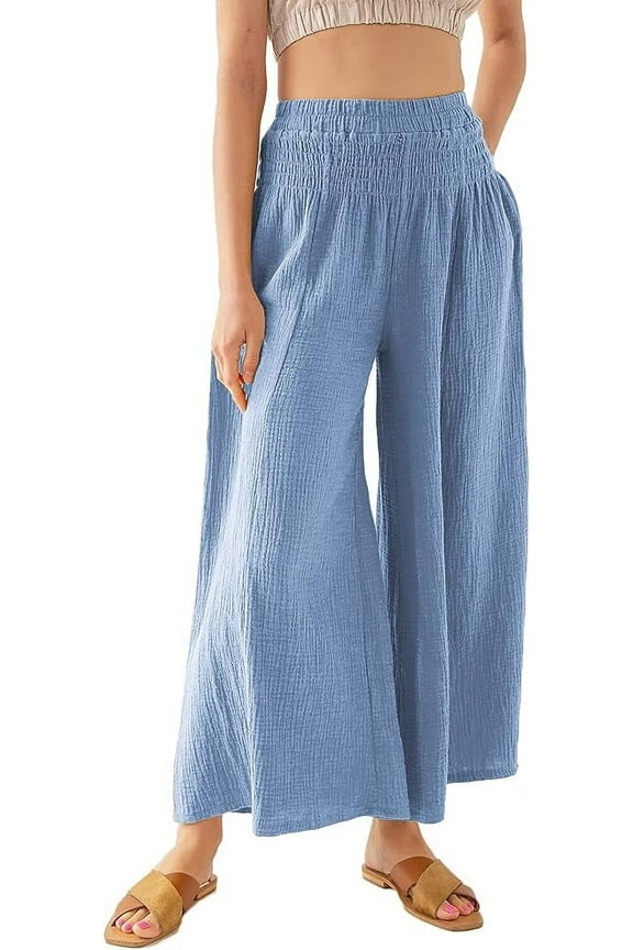 Womens Wide Leg Palazzo Pants Flowy High Waist Casual Lounge Sweatpants for Summer