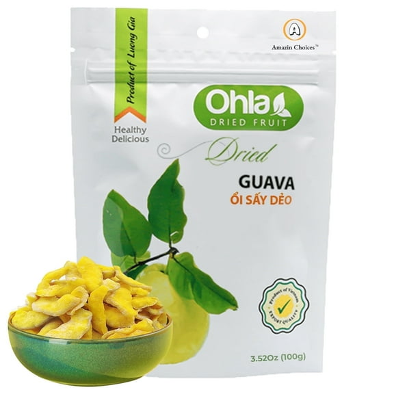 Amazin Choices Dried Guava, Gluten-Free, Vegan Snack, 3.53 oz