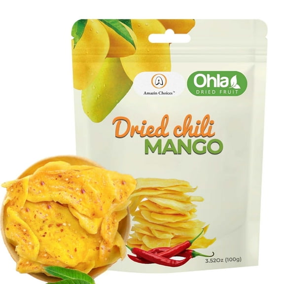 Amazin Choices Soft Dried Chili Mango Slices, Dried Fruit Snacks, Gluten Free, Vegan, 3.53 oz