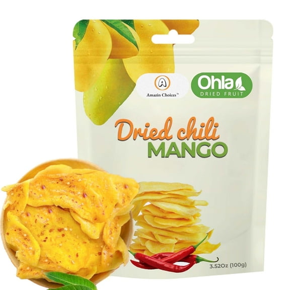 Amazin Choices Soft Dried Chili Mango Slices, Dried Fruit Snacks, Gluten Free, Vegan, 3.53 oz