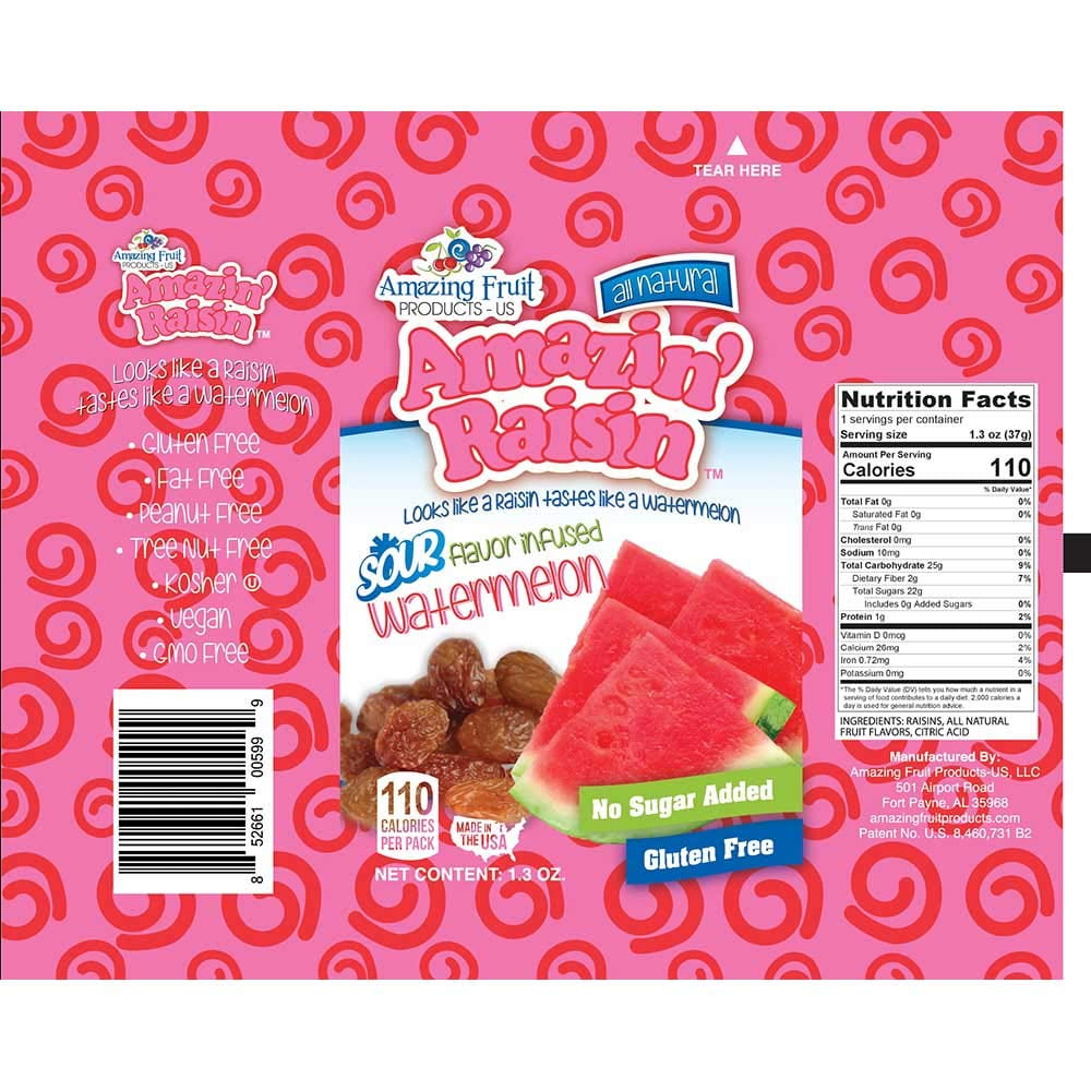 Amazin Raisin Sour Watermelon Flavor Infused Raisin, 1.3 Ounce