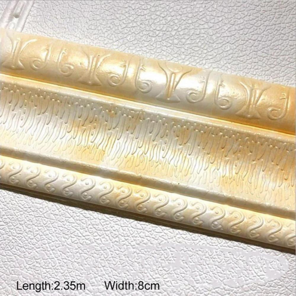 Sulgyt Self Adhesive Flexible Foam Molding Trim Wallpaper Border 3D Sticky Decorative Wall Lines Peel Stick Baseboard Hotel Home Diy Decor