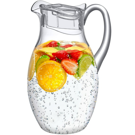 Amazing Abby - Bubbly Grand - Acrylic Pitcher (96 oz), Clear Plastic Water Pitcher with Lid, Fridge Jug, BPA-Free, Shatter-Proof, Great for Iced Tea, Sangria, Lemonade, Juice, Milk, and More