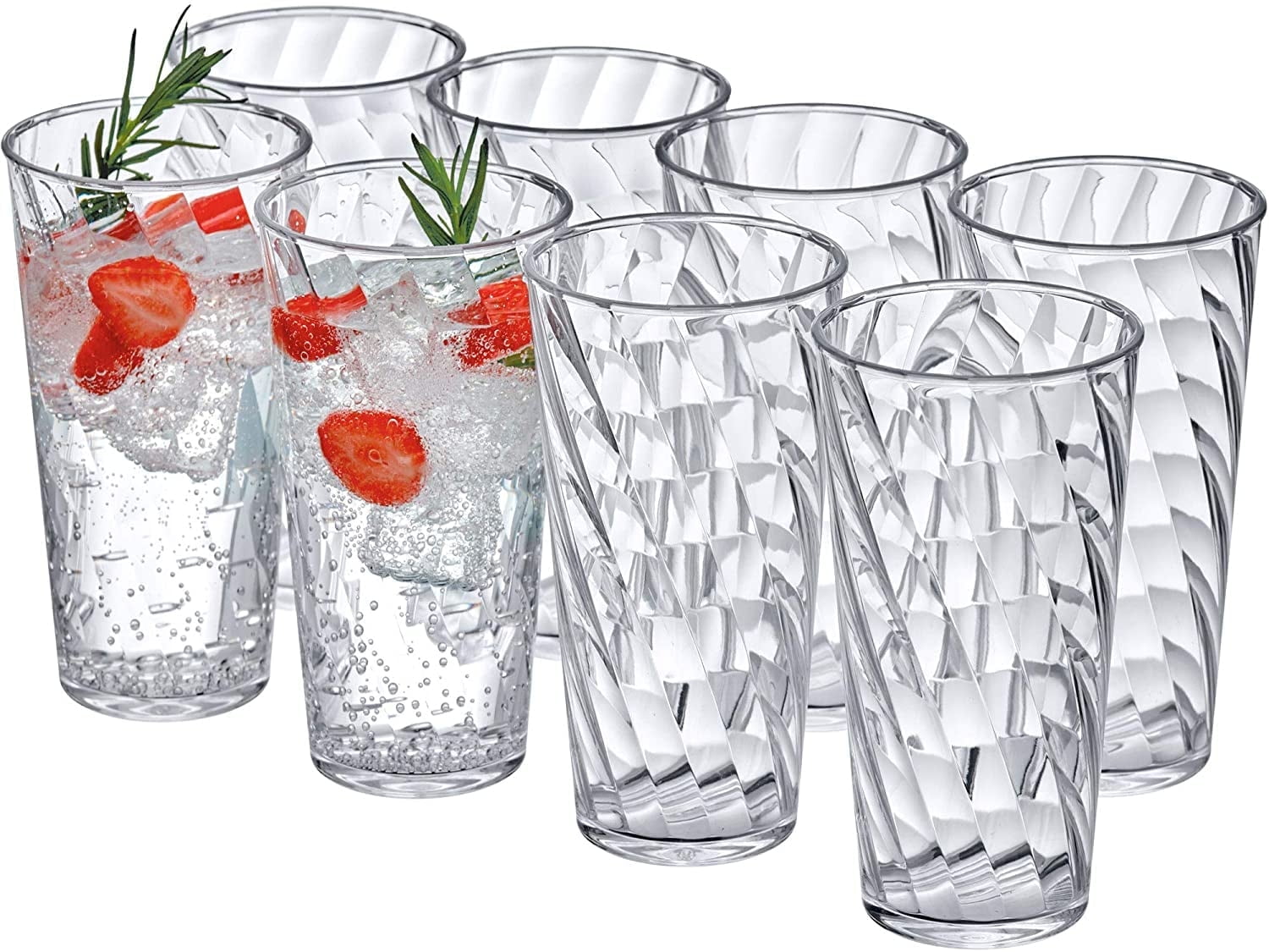 Amazing Abby - Glacier - 18-Ounce Plastic Tumblers (Set of 8), Plastic Drinking Glasses, All-Clear Reusable Plastic Cups, Stackable, BPA-Free, Shatter-Proof, Dishwasher-Safe - Walmart.com