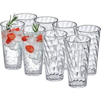 Amazing Abby - Glacier - 18-Ounce Plastic Tumblers (Set of 8), Plastic Drinking Glasses, All-Clear Reusable Plastic Cups, Stackable, BPA-Free, Shatter-Proof, Dishwasher-Safe