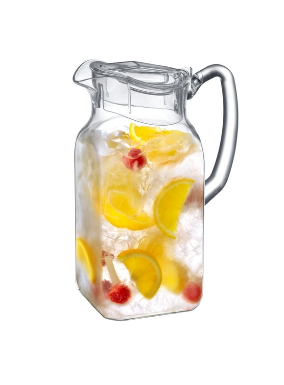 Amazing Abby - Quadly - Acrylic Pitcher (64 oz), Clear Plastic Water Pitcher with Lid, Fridge Jug, BPA-Free, Shatter-Proof, Great for Iced Tea, Sangria, Lemonade, Juice, Milk, and More