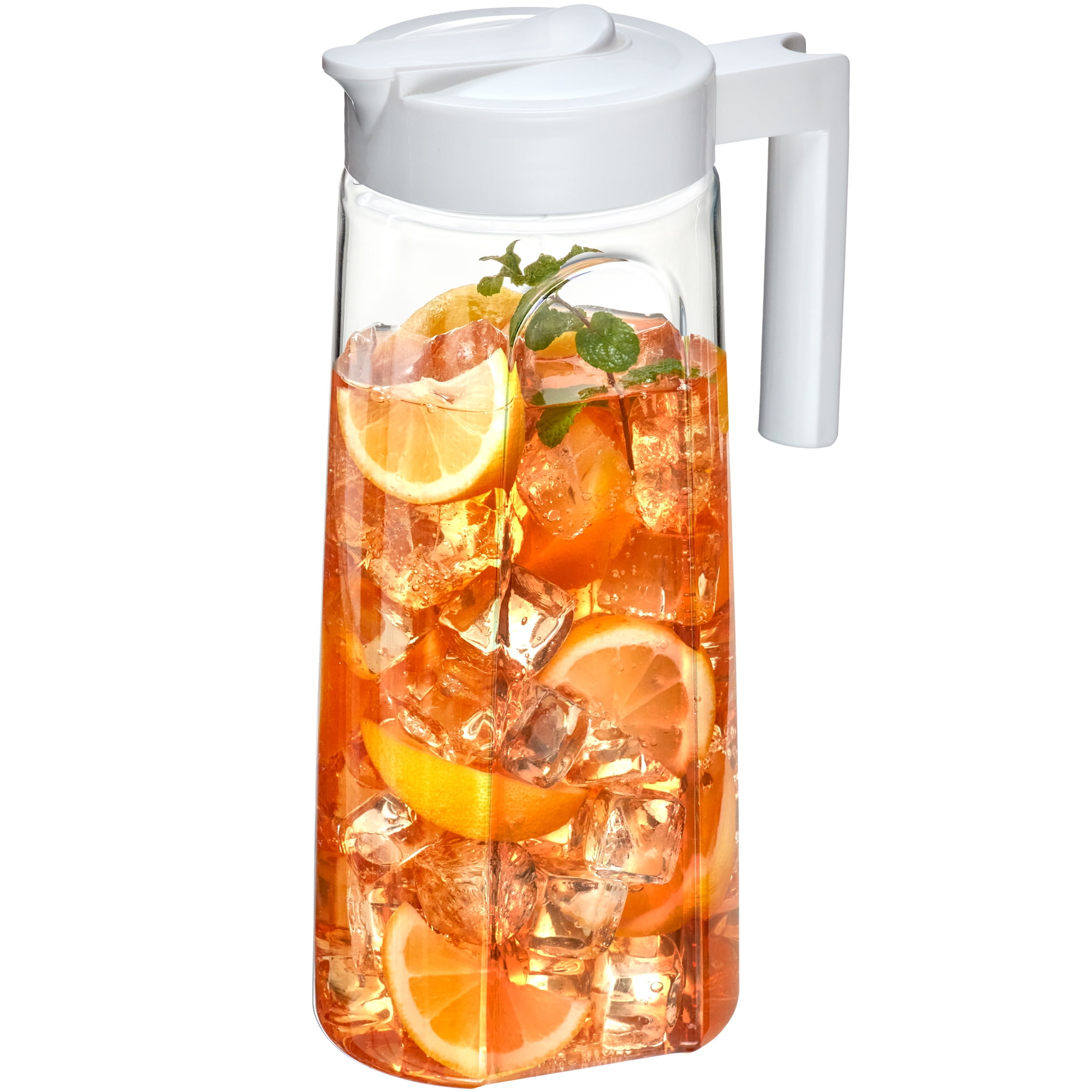 Amazing Abby - Slim - Tritan Pitcher (64 oz), Unbreakable Plastic Pitcher with Lid, BPA-Free, Heat-Resistant, Dishwasher-Safe, Great for Both Iced and Hot Drinks, Indoors and Outdoors, White - Walmart.com