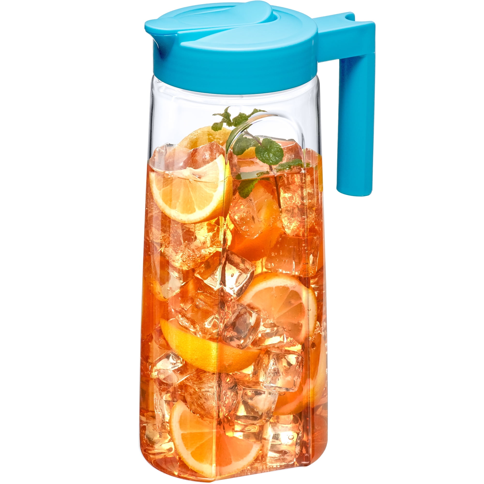 Amazing Abby - Slim - Tritan Pitcher (64 oz), Unbreakable Plastic Water Pitcher with Lid, BPA-Free, Heat-Resistant, Dishwasher-Safe, Great for Both Iced and Hot Drinks, Indoors and Outdoors, Blue