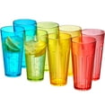 thumbnail image 1 of Amazing Abby - Stripe - 24-Ounce Plastic Tumblers (Set of 8), Plastic Drinking Glasses, High-Balls, Reusable Plastic Cups, Stackable, BPA-Free, Shatter-Proof, Dishwasher-Safe, Mixed, 1 of 3