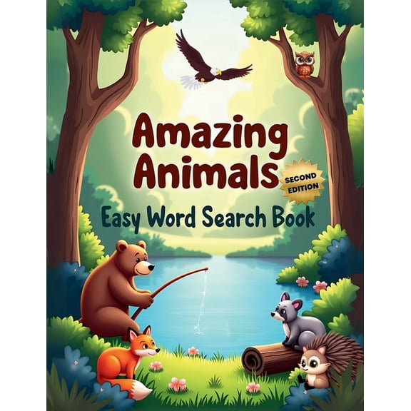Amazing Animals: Easy Word Search Book (Second Edition): Explore the Wild with 50 Simple and Engaging Puzzles plus 10 Bo, (Paperback)