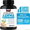 Force Factor Amazing Ashwa with KSM-66 Ashwagandha for Stress Relief, Cortisol Balance, Memory, Focus & Immune Health, Clinical Strength, 120