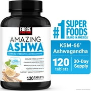 Force Factor Amazing Ashwa with KSM-66 Ashwagandha for Stress Relief, Cortisol Balance, Memory, Focus & Immune Health, Clinical Strength, 120 Tablets