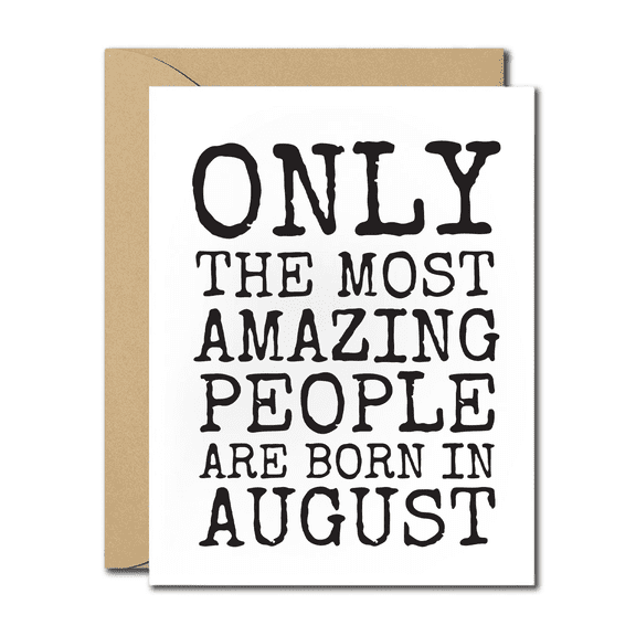 Amazing August Birth Month Greeting Card - Blank Inside with Envelope - Perfect for Celebrating Birthdays