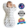 thumbnail image 1 of Amazing Baby Transitional Swaddle Sack with Arms Up Half-Length Sleeves and Mitten Cuffs, Better Sleep for Baby Boy & Baby Girl, Tiny Elephants, Sterling, Medium, 3-6 Mo, 14-21 lbs, 1 of 10