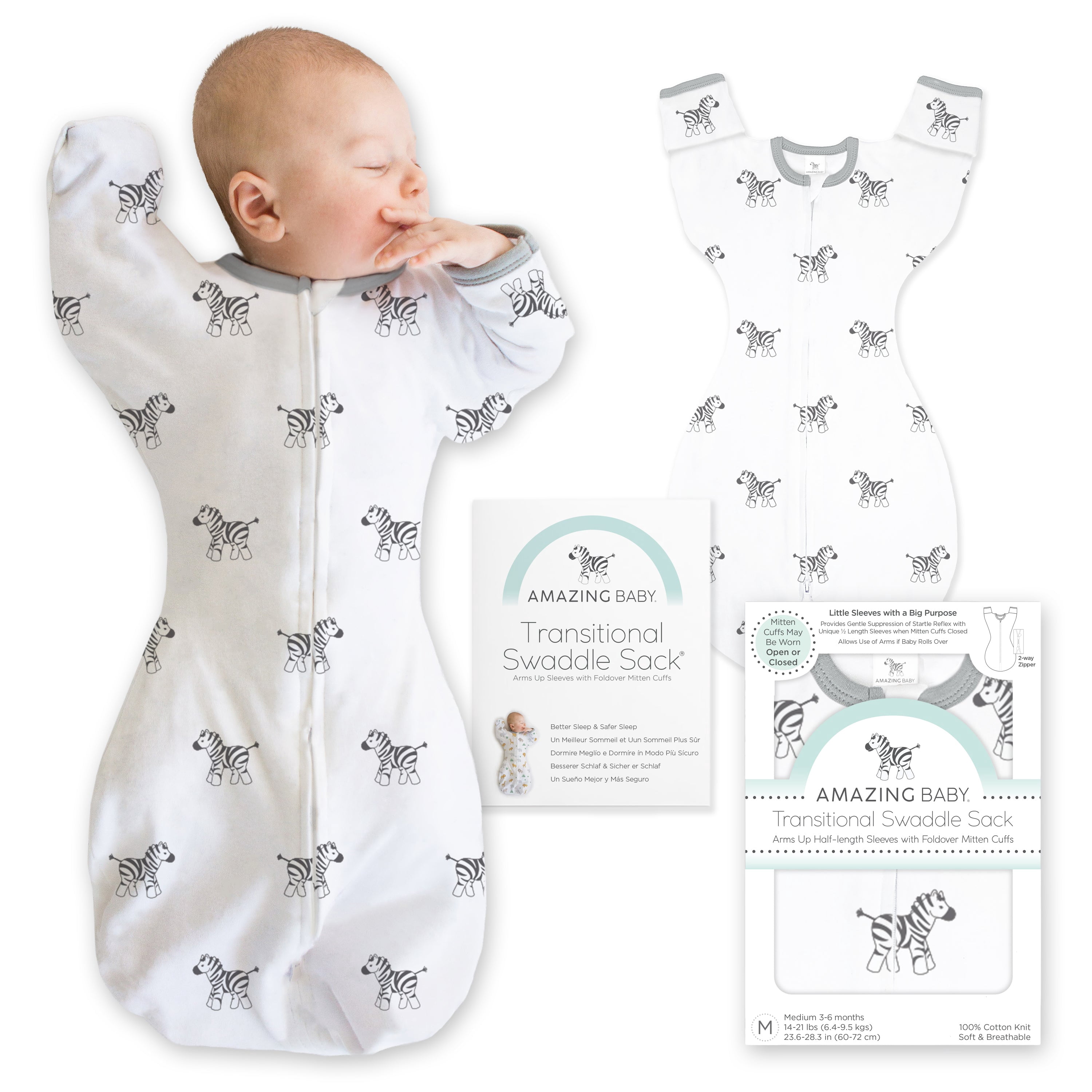 Amazing Baby Transitional Swaddle Sack, Arms Up Swaddle with Half ...