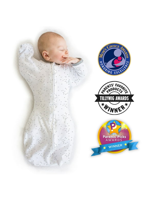 Amazing Baby Transitional Swaddle Sack with Arms Up Half-Length Sleeves and Mitten Cuffs, Better Sleep for Baby Boy & Baby Girl, Sterling Confetti, Small, 0-3 Mo, 6-14 lbs