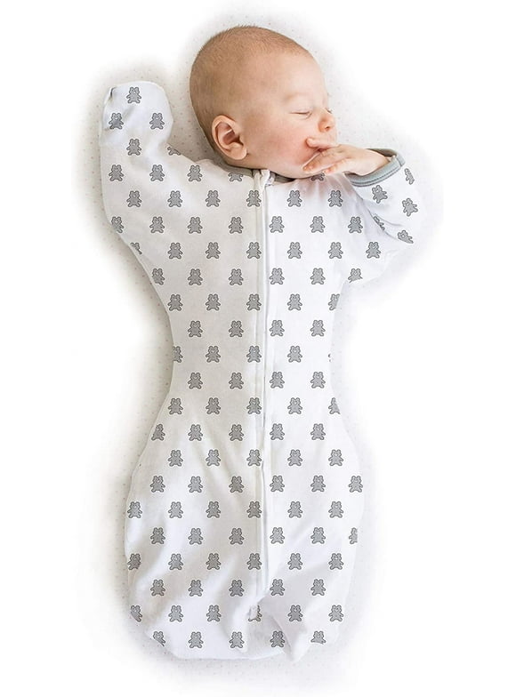 Amazing Baby Transitional Swaddle Sack with Arms Up Half-Length Sleeves and Mitten Cuffs, Better Sleep for Baby Boy & Baby Girl, Tiny Bear, Small, 0-3 Mo, 6-14 lbs