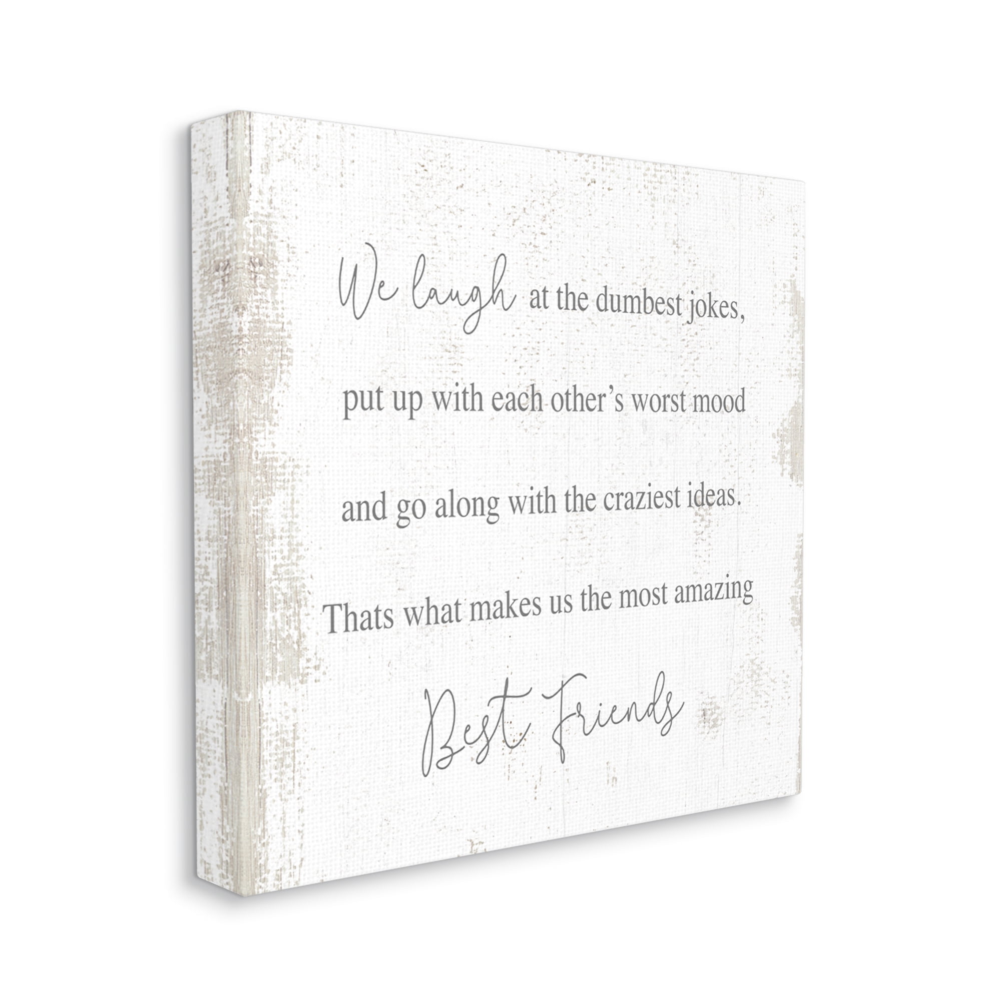 Amazing Best Friends Phrase Distressed Country Pattern Typography Gallery-Wrapped Canvas Print Wall Art, 17x17
