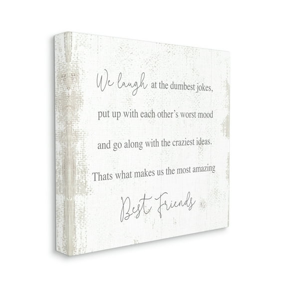 Amazing Best Friends Phrase Distressed Country Pattern Typography Gallery-Wrapped Canvas Print Wall Art, 17x17