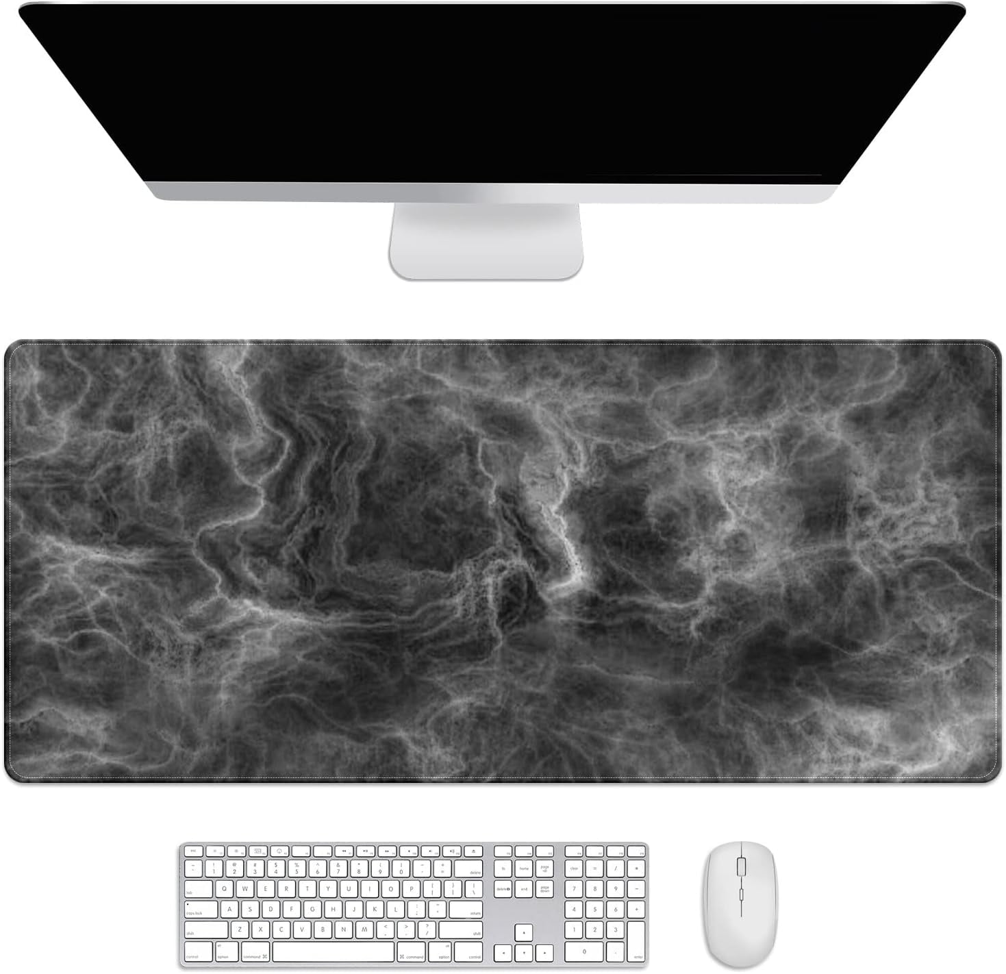 Amazing Black Marble Desk Mat, Desk Accessory, Cute Workspace, Trendy Workspace, Trendy, 35.4x15.7in Large Gaming Mouse Pad, Cute Desk Topper, Pretty Desk Pad
