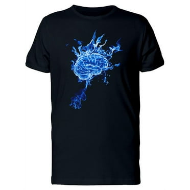 Amazing Blue Brain On Fire T-Shirt Men -Image by Shutterstock, Male x-Large
