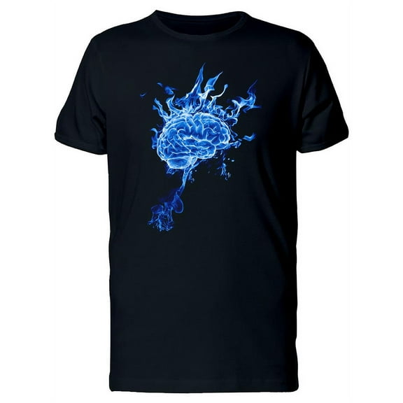 Amazing Blue Brain On Fire T-Shirt Men -Image by Shutterstock, Male x-Large