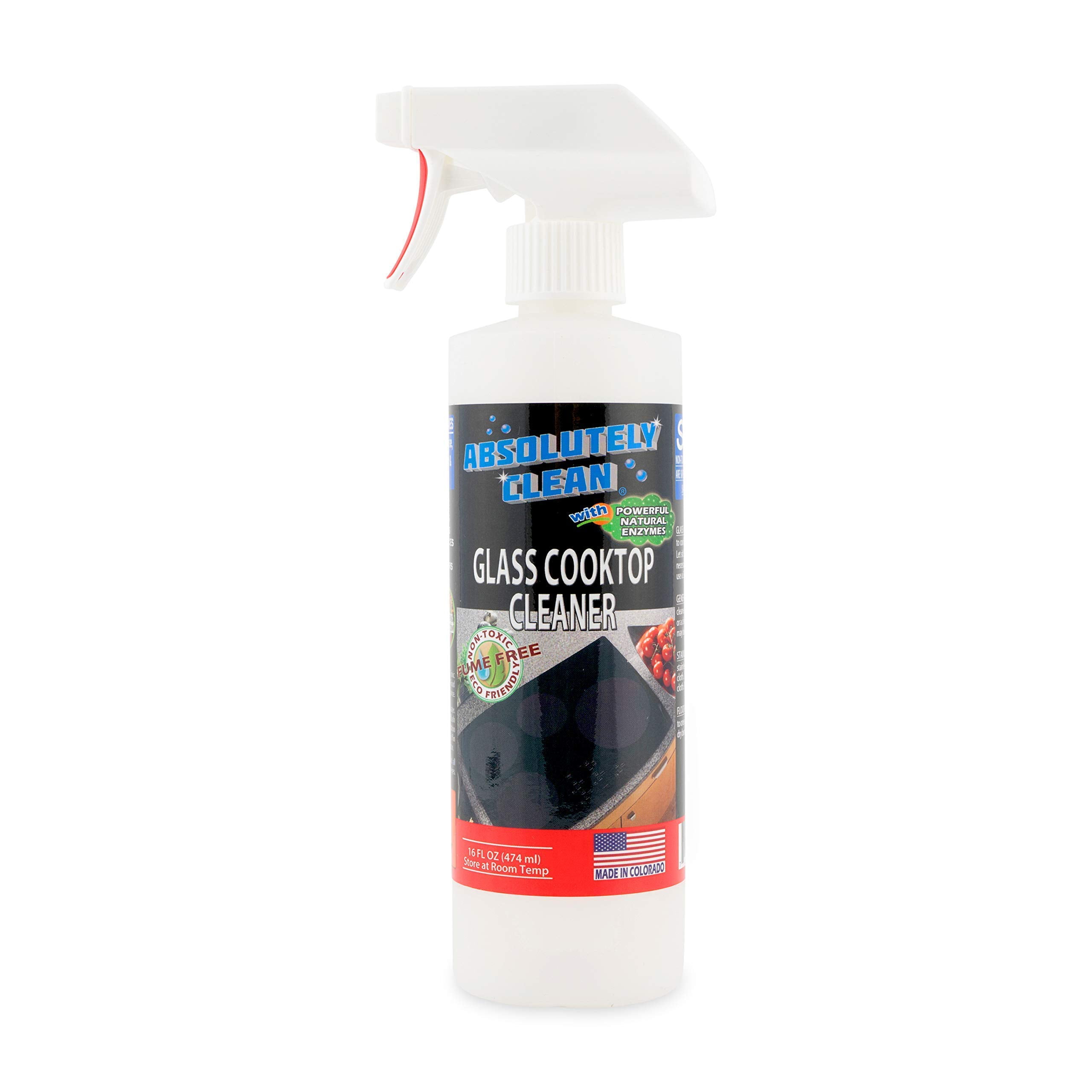 Absolutely Clean Amazing Ceramic & Glasstop Stove Cleaner - Fume Free & Scratch Free - Streakfree - Non-Toxic - Kid & Pet Friendly - USA Made (16 oz)