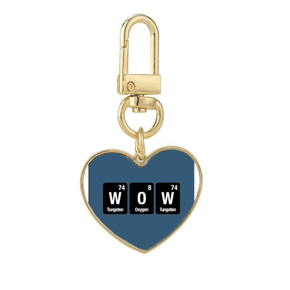 Amazing Checal Element Science Gold Heart Keychain Metal Keyring Holder