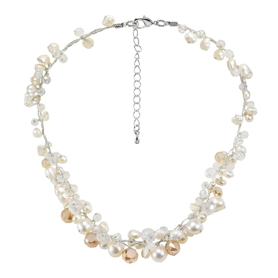 Amazing Cluster of White Pearls Milky Quartz Crystal Beads Statement Necklace for Female Adult