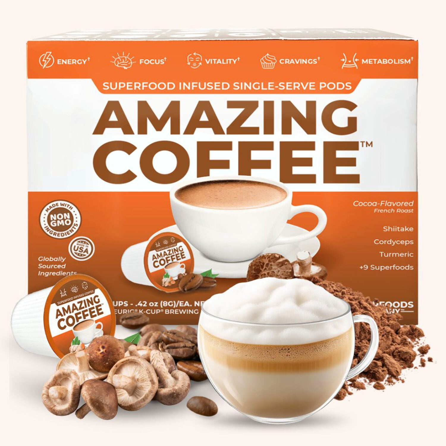 Amazing Coffee | Mushrooms Superfoods Infused In French Roast 
