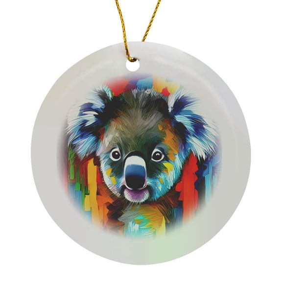 3drose, Amazing Cute Koala Animal. Classy Colorful Digital Painting Gift, Circle Porcelain Ornament