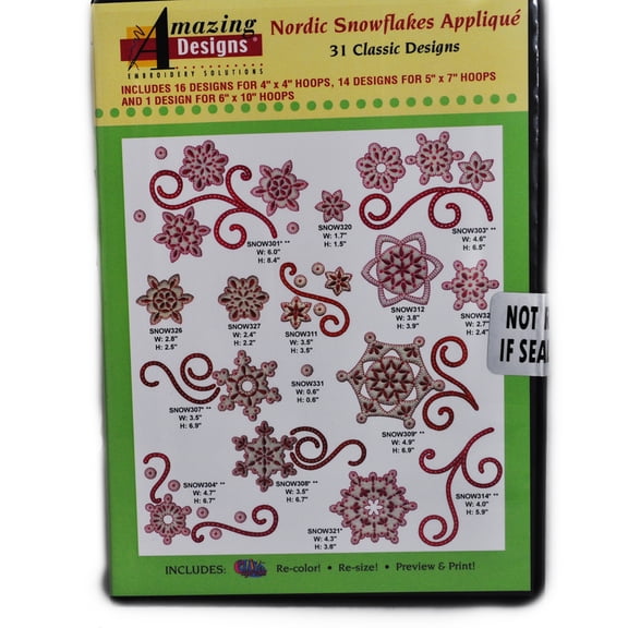 Amazing Designs Nordic Snowflakes Applique 31 Classic Designs CD Rom