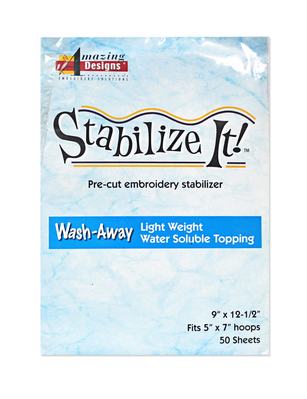 Amazing Designs Stabilize It Wash Away Pre-cut embroidery Stabilizer 9 in x  12 1/2 in 