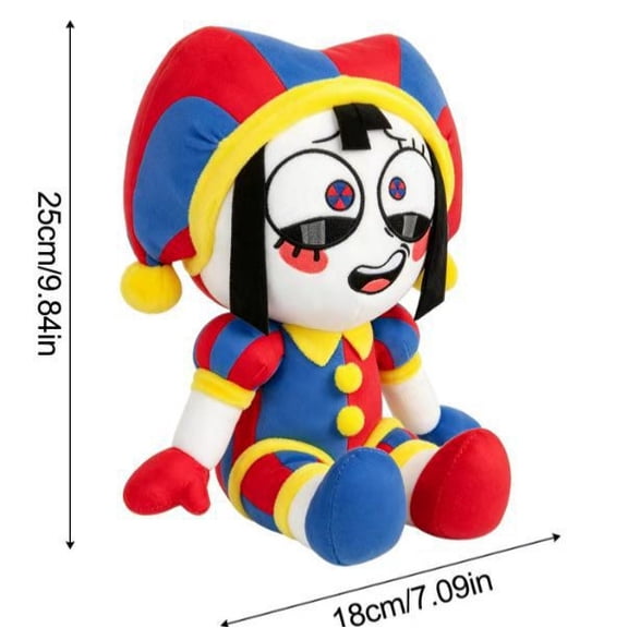 The Amazing Digital Circus Popcorn Pomni Clown Plushie Cushion, Fluffy Stuffed Character Doll, Cute Desktop Bedroom Ornament, Birthday Halloween Christmas Present for TADC Collectors Boys Girls