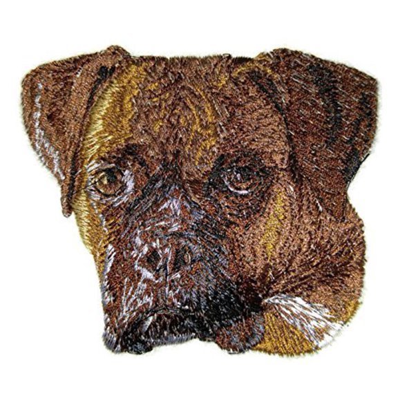 Amazing Dog Faces [ Boxer Dog Face] Embroidery Iron On/Sew Patch (3.69" x 4")[Made in USA]