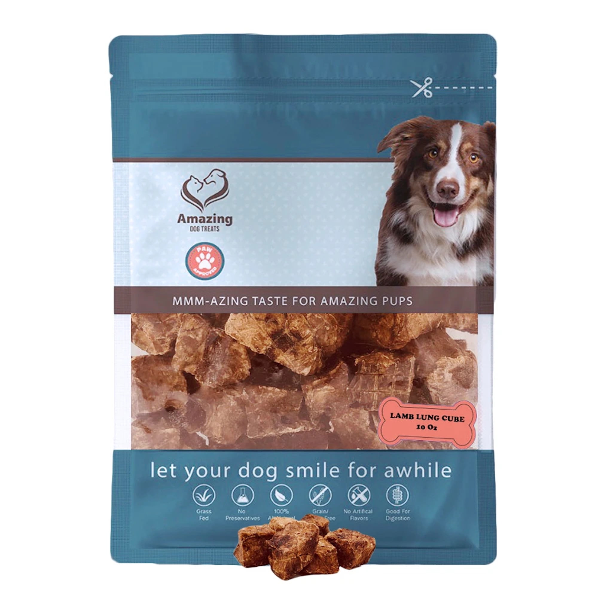 Amazing Dog Treats Lamb Lung Cubes 10 oz