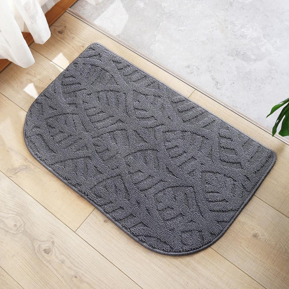 Sanmadrola Rubber Outdoor Doormat Heavy Duty Half Round with Non Slip  Rubber Backing Low Profile Indoor Welcome Entrance Way Door Mats 20''x 31''  Gray 