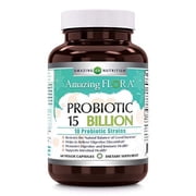 Amazing Flora Probiotic 10 Strains 15 Billions 60 Veggie Capsules | Supports Better Digestive & Gut Health | Non-GMO | Gluten Free | Made in USA