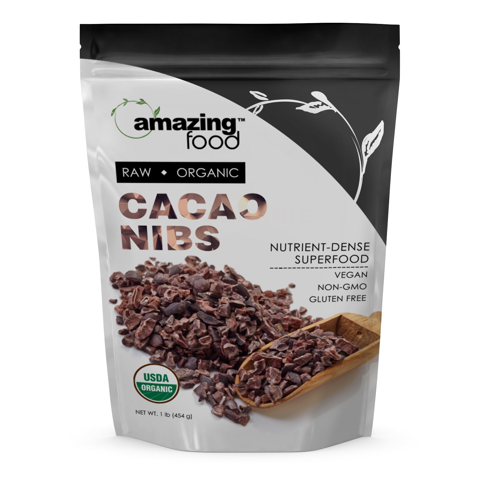 Amazing Food USDA Certified Organic Cacao Nibs 16 Oz Supplement 28