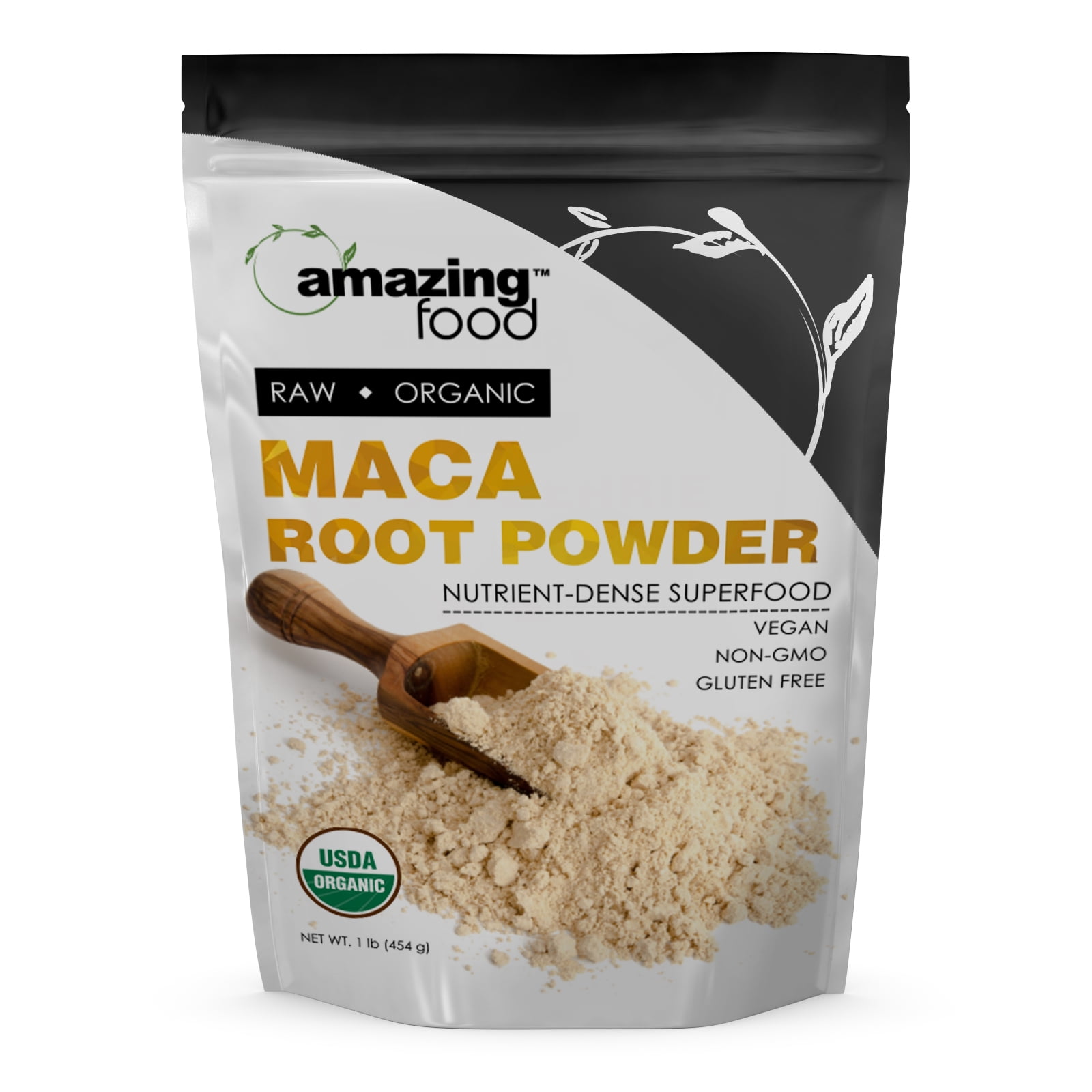 Amazing Food USDA Certified Organic Maca Root Powder 16 Oz Supplement  | 5 Grams Per Serving | 90 Servings | Non-GMO | Gluten Free | Made in USA