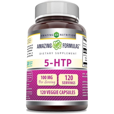 Amazing Formulas 5-HTP (Hydroxytryptophan) 100 Mg Per Serving 120 Veggie Capsules Supplement | Non-GMO | Gluten Free