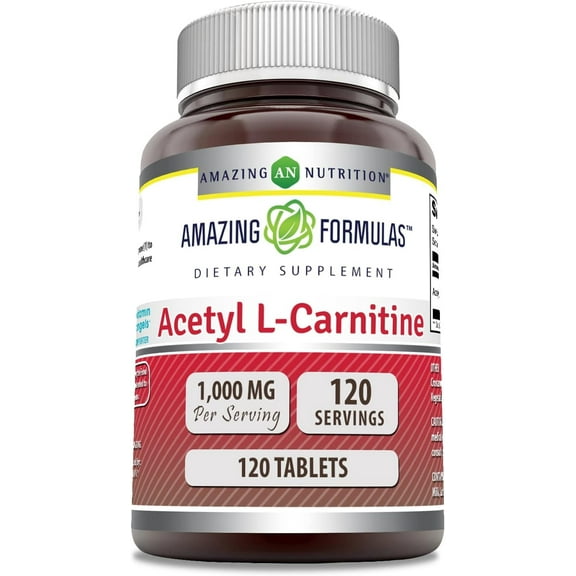 Amazing Formulas Acetyl L-Carnitine Hcl 1000mg 120 Tablets Supplement | Non-GMO | Gluten Free