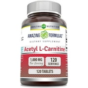 Amazing Formulas Acetyl L-Carnitine Hcl 1000mg 120 Tablets Supplement | Non-GMO | Gluten Free | Made in USA