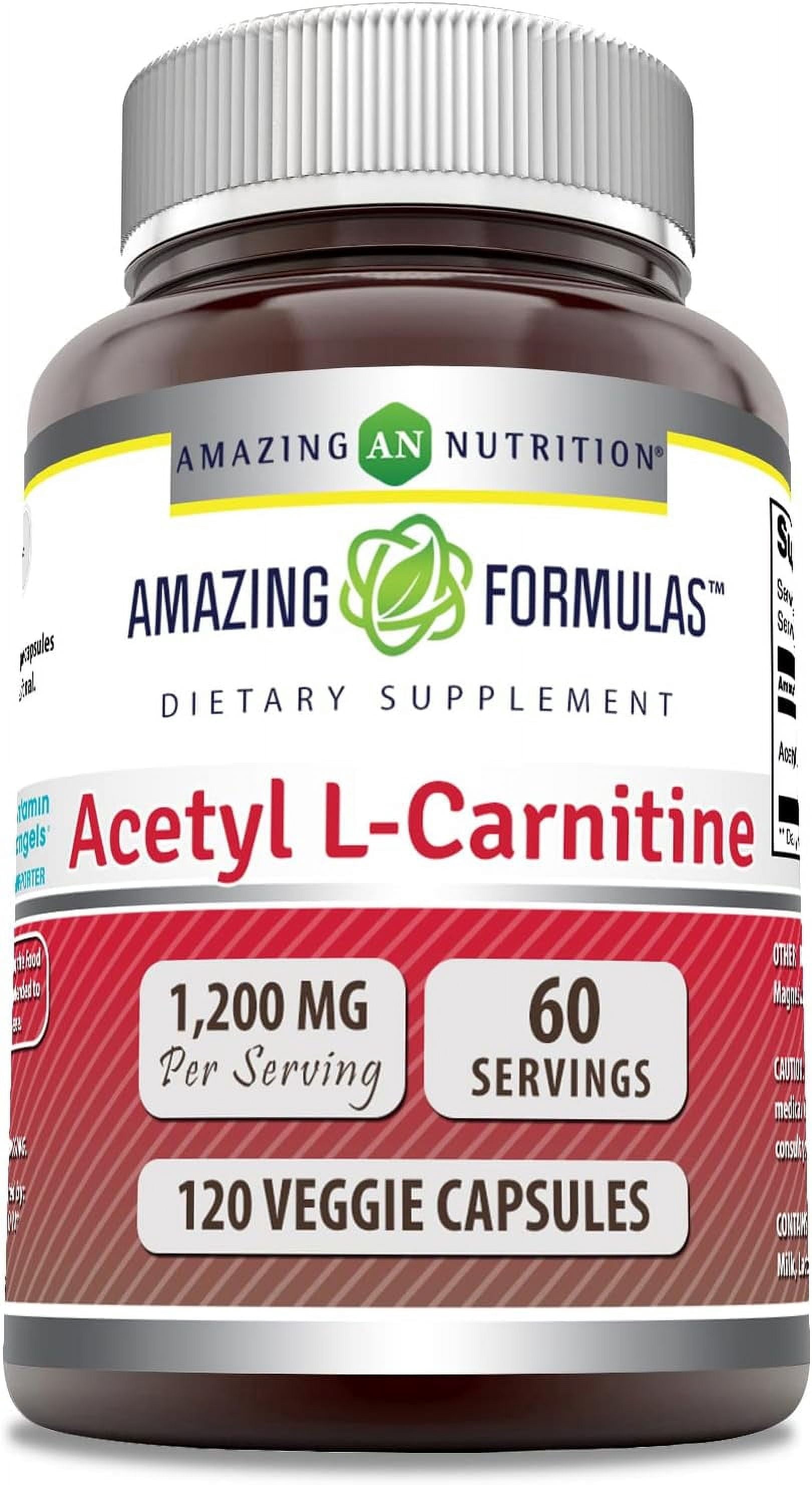 Amazing Formulas Acetyl L-Carnitine HCl 1200mg, 120 Veggie Capsules ...