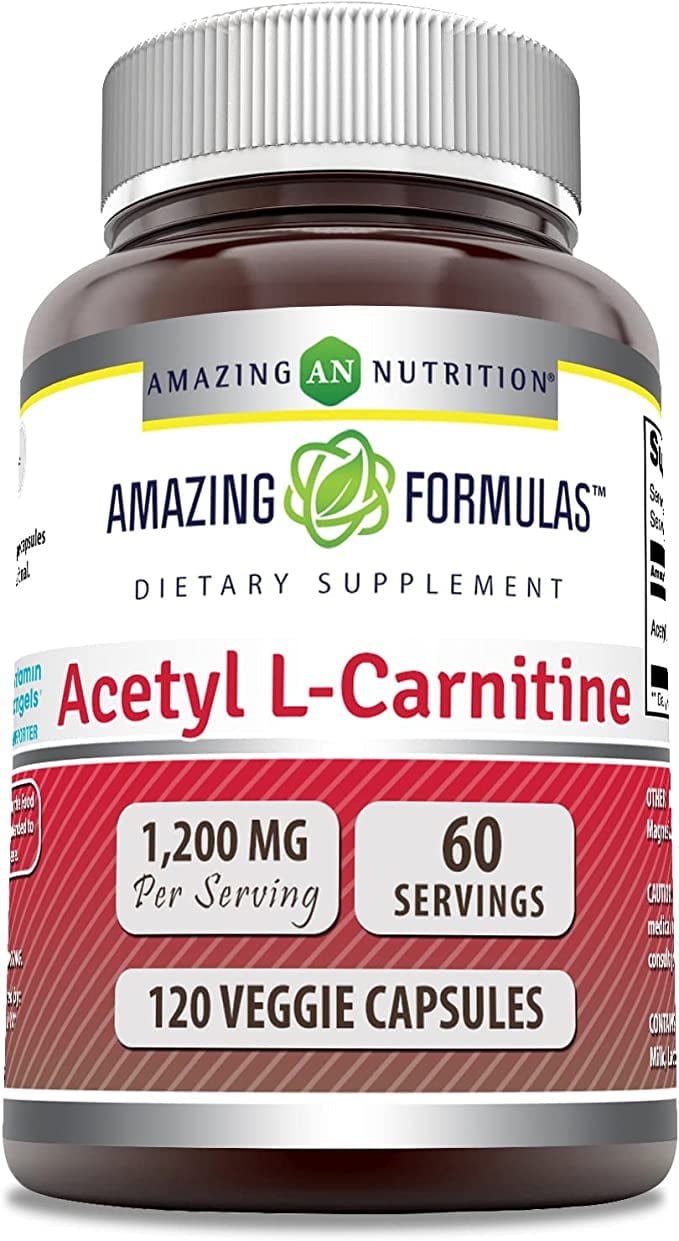 Amazing Formulas Acetyl L-Carnitine Hcl 1200mg, 120 Caps - Energy ...