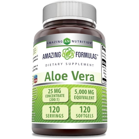 Amazing Formulas Aloe Vera 5000 Mg per Serving 120 Softgels Supplement | Non-GMO | Gluten Free