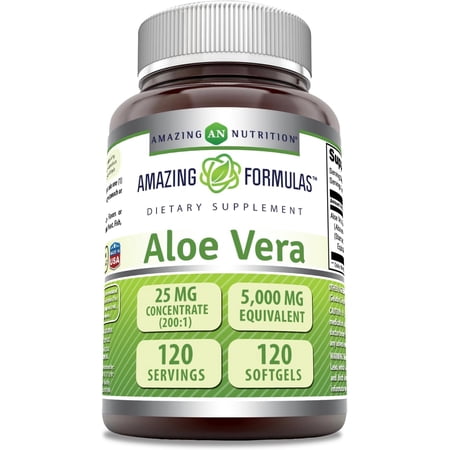 Amazing Formulas Aloe Vera 5000 Mg per Serving 120 Softgels Supplement | Non-GMO | Gluten Free